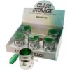 Foto Tarro de cristal metálico con forma de hoja