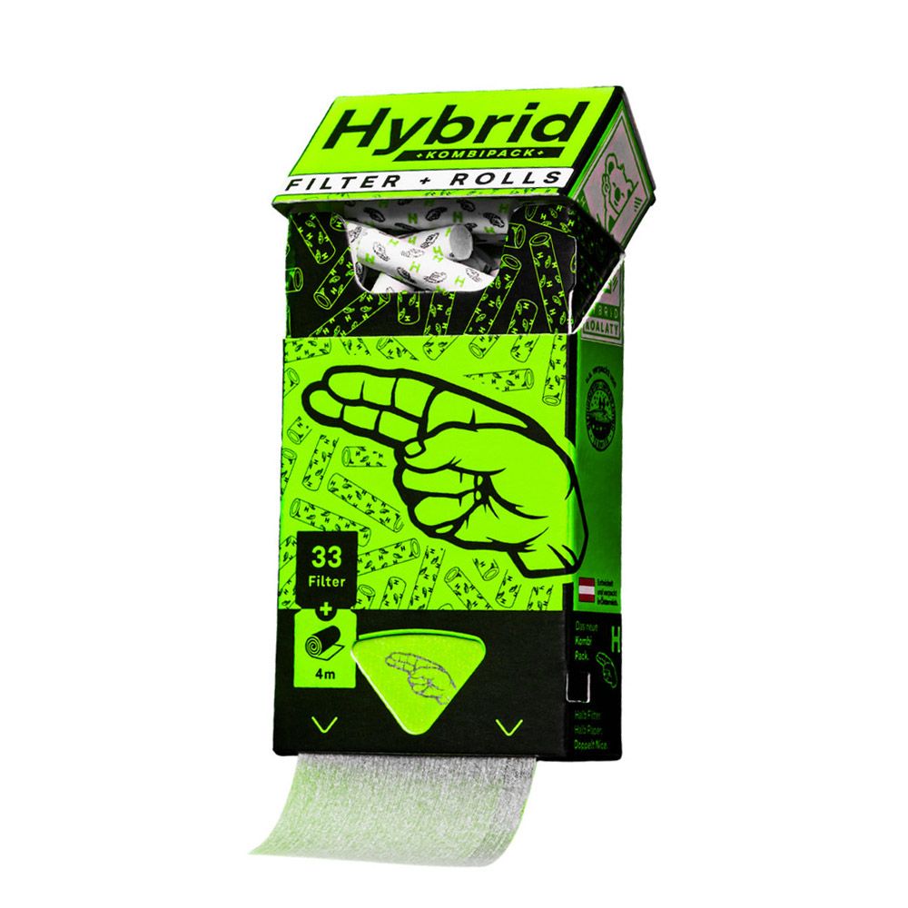 Filtros Hybrid Supreme Carbon Activo 6.5×30 mm. 33 ud. & Papel Roll 4 m.